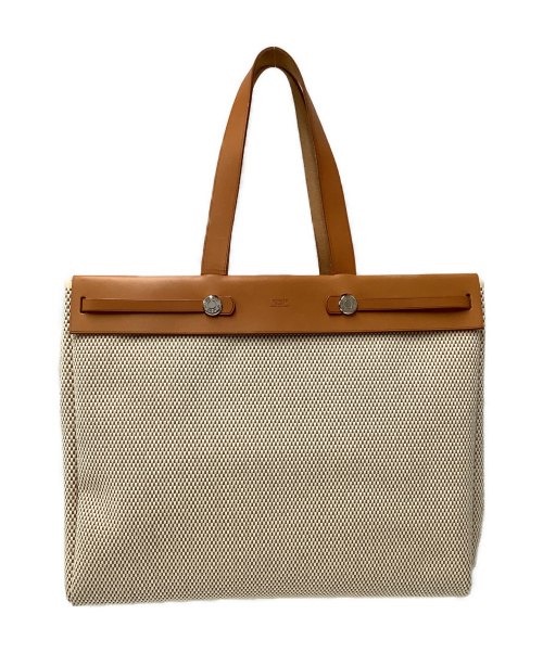 HERMES（エルメス）HERMES (エルメス) カバスMM ブラウン×ベージュ カバスMM C□Gの古着・服飾アイテム