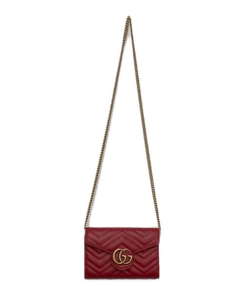 GUCCI（グッチ）GUCCI (グッチ) チェーンショルダーバッグ レッドの古着・服飾アイテム