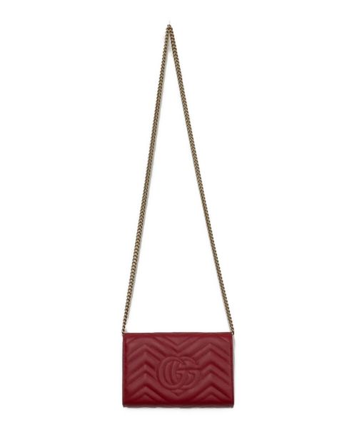 GUCCI（グッチ）GUCCI (グッチ) チェーンショルダーバッグ レッドの古着・服飾アイテム