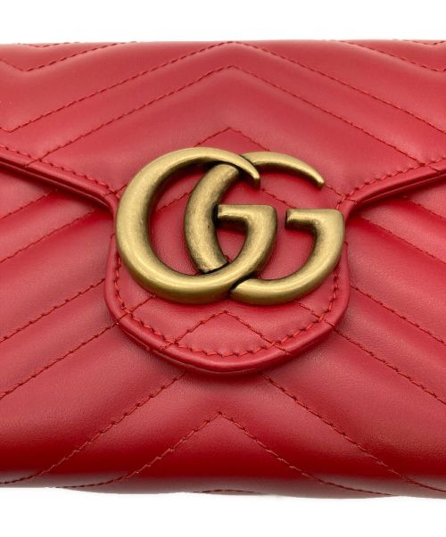 GUCCI（グッチ）GUCCI (グッチ) チェーンショルダーバッグ レッドの古着・服飾アイテム