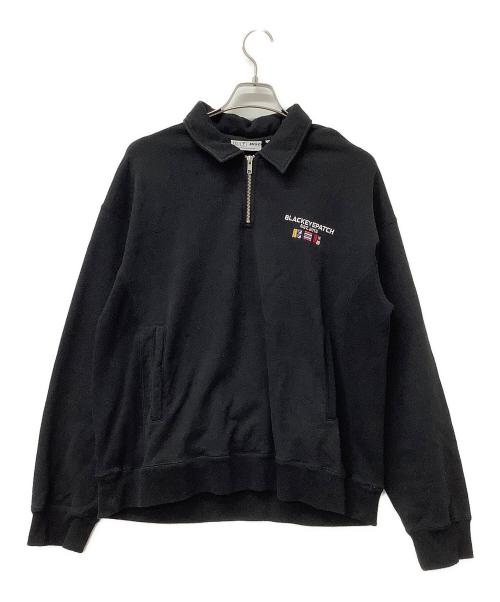 BlackEyePatch（ブラックアイパッチ）BlackEyePatch (ブラックアイパッチ) スウェット NAUTICAL HALF ZIP SWEAT ブラック サイズ:Lの古着・服飾アイテム