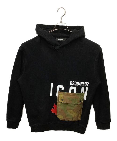 DSQUARED2（ディースクエアード）DSQUARED2 (ディースクエアード) スウェットパーカー ブラック サイズ:Lの古着・服飾アイテム