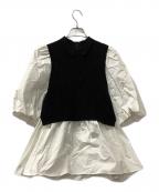 CELFORDセルフォード）の古着「シャツレイヤードニットプルオーバー」｜ブラック×ホワイト