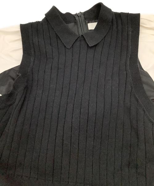 CELFORD（セルフォード）CELFORD (セルフォード) シャツレイヤードニットプルオーバー ブラック×ホワイト サイズ:38の古着・服飾アイテム