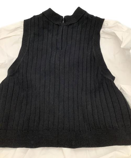 CELFORD（セルフォード）CELFORD (セルフォード) シャツレイヤードニットプルオーバー ブラック×ホワイト サイズ:38の古着・服飾アイテム