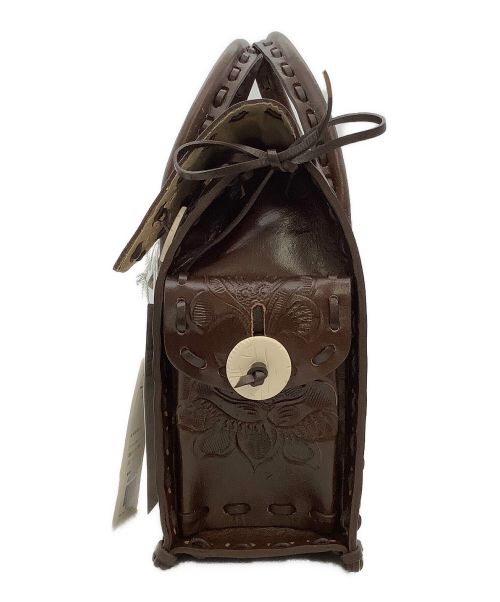 Carving Tribes（カービングトライブス）Carving Tribes (カービングトライブス) バスケットステッチマエストラ バッグ ブラウン×ホワイトの古着・服飾アイテム