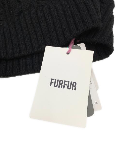 furfur（ファーファー）furfur (ファーファー) ニット フリルケーブルセーター ブラック サイズ:Fの古着・服飾アイテム