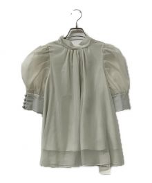 Snidel（スナイデル）の古着「ハーフスリーブオーガンジーブラウス」｜ミント