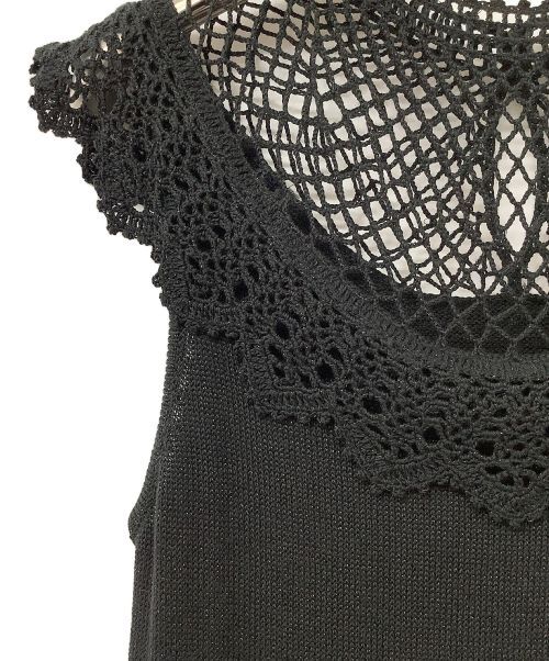 Lily Brown（リリーブラウン）Lily Brown (リリーブラウン) クロシェニットワンピース ブラック サイズ:Fの古着・服飾アイテム