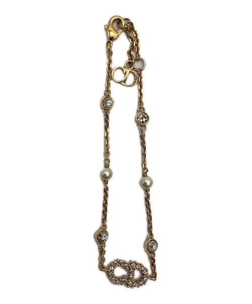 Christian Dior（クリスチャン ディオール）Christian Dior (クリスチャン ディオール) CDロゴ ラインストーンブレスレット ゴールドの古着・服飾アイテム