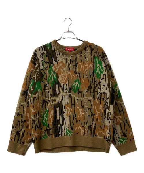 SUPREME（シュプリーム）SUPREME (シュプリーム) 厚手ニット　ブラウン×グリーン　Trebark Camo Sweater　 ブラウン サイズ:Lの古着・服飾アイテム