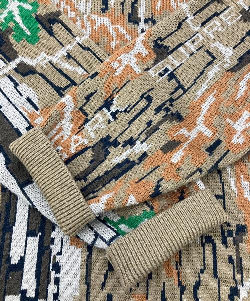 SUPREME（シュプリーム）SUPREME (シュプリーム) 厚手ニット　ブラウン×グリーン　Trebark Camo Sweater　 ブラウン サイズ:Lの古着・服飾アイテム