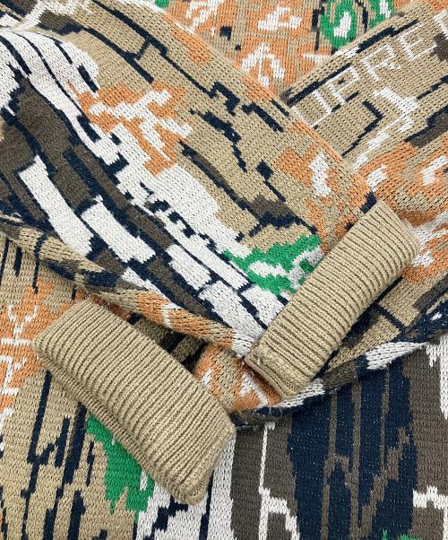 SUPREME（シュプリーム）SUPREME (シュプリーム) 厚手ニット　ブラウン×グリーン　Trebark Camo Sweater　 ブラウン サイズ:Lの古着・服飾アイテム