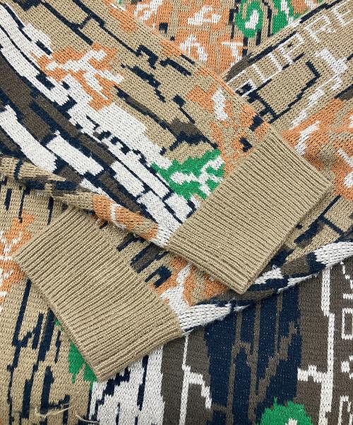 SUPREME（シュプリーム）SUPREME (シュプリーム) 厚手ニット　ブラウン×グリーン　Trebark Camo Sweater　 ブラウン サイズ:Lの古着・服飾アイテム