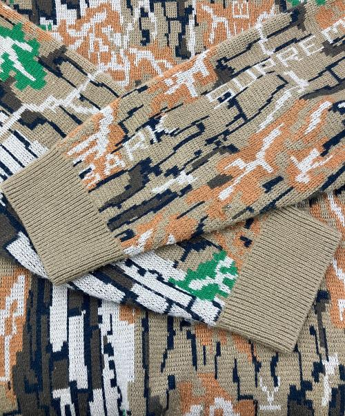 SUPREME（シュプリーム）SUPREME (シュプリーム) 厚手ニット　ブラウン×グリーン　Trebark Camo Sweater　 ブラウン サイズ:Lの古着・服飾アイテム