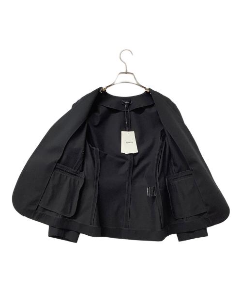 theory（セオリー）theory (セオリー) ノーカラージャケット TWILL BISTRETCH LINDRAYIA B ブラック サイズ:4の古着・服飾アイテム