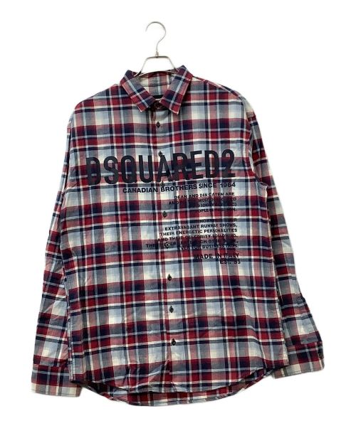 DSQUARED2（ディースクエアード）DSQUARED2 (ディースクエアード) チェックシャツ レッド×ブルー サイズ:50の古着・服飾アイテム
