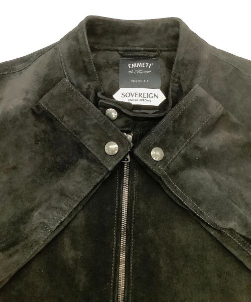 EMMETI（エンメティ）EMMETI (エンメティ) スウェードジャケット ブラック サイズ:50の古着・服飾アイテム
