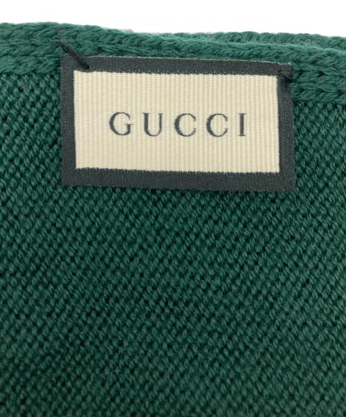 GUCCI（グッチ）GUCCI (グッチ) GGロゴニットウールマフラー グリーン×レッドの古着・服飾アイテム