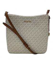 MICHAEL KORS（マイケル・コース）の古着「ショルダーバッグ　ジェット セット トラベル シグネチャー ラージ メッセンジャー」｜ホワイト×ブラウン