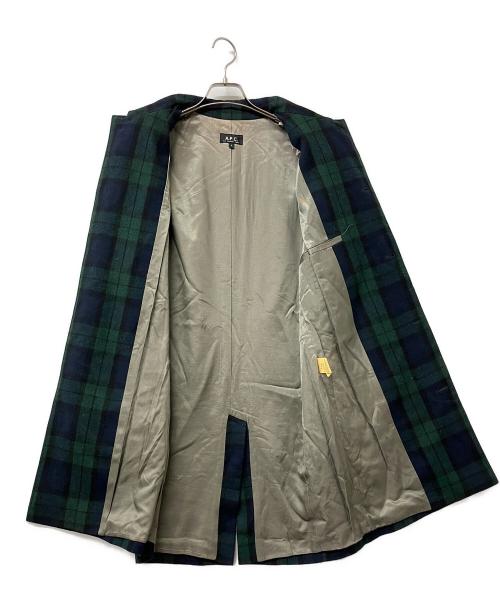 A.P.C.（アーペーセー）A.P.C. (アーペーセー) コート チェック柄ウールコート グリーン×ネイビー サイズ:Sの古着・服飾アイテム