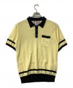 son of the cheese（サノバチーズ））の古着「半袖ニット Border KNIT Polo」｜イエロー×ネイビー
