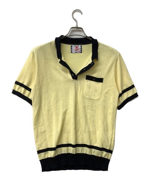 son of the cheese（サノバチーズ）son of the cheese (（サノバチーズ）) 半袖ニット Border KNIT Polo イエロー×ネイビー サイズ:Sの古着・服飾アイテム