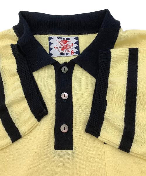son of the cheese（サノバチーズ）son of the cheese (（サノバチーズ）) 半袖ニット Border KNIT Polo イエロー×ネイビー サイズ:Sの古着・服飾アイテム