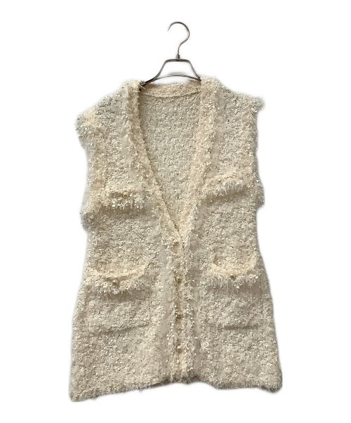 eimy istoire（エイミーイストワール）eimy istoire (エイミーイストワール) チュールミックスニットツイードベスト ホワイト サイズ:Fの古着・服飾アイテム