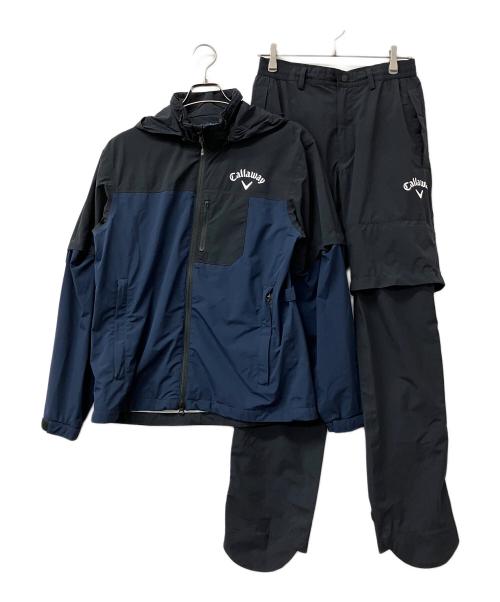 Callaway（キャロウェイ）Callaway (キャロウェイ) ストレッチ4WAYセットアップレインウェア ブラック×ネイビー サイズ:M 未使用品の古着・服飾アイテム