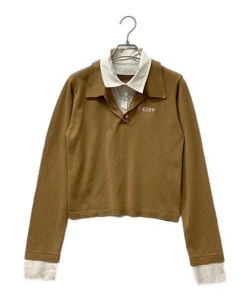 eimy istoire（エイミーイストワール）eimy istoire (エイミーイストワール) 切替ポロシャツ ベージュ×ホワイト サイズ:Fの古着・服飾アイテム