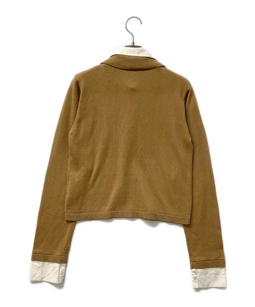 eimy istoire（エイミーイストワール）eimy istoire (エイミーイストワール) 切替ポロシャツ ベージュ×ホワイト サイズ:Fの古着・服飾アイテム