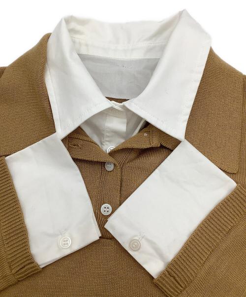 eimy istoire（エイミーイストワール）eimy istoire (エイミーイストワール) 切替ポロシャツ ベージュ×ホワイト サイズ:Fの古着・服飾アイテム
