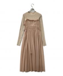 Lily Brown（リリーブラウン）の古着「ニットコンビチュールワンピース」｜ピンク