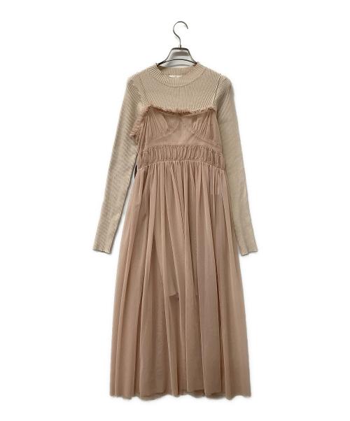 Lily Brown（リリーブラウン）Lily Brown (リリーブラウン) ニットコンビチュールワンピース ピンク サイズ:Fの古着・服飾アイテム