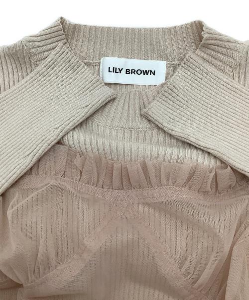 Lily Brown（リリーブラウン）Lily Brown (リリーブラウン) ニットコンビチュールワンピース ピンク サイズ:Fの古着・服飾アイテム