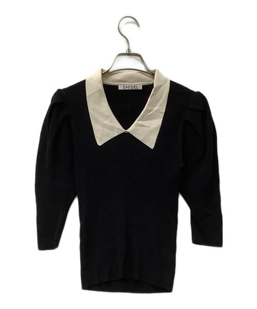 Snidel（スナイデル）Snidel (スナイデル) ニットカラーパフスリリブプルオーバー ブラック サイズ:Fの古着・服飾アイテム