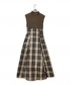 DazzliNダズリン）の古着「チェックノースリーブコルセットワンピース」｜ブラウン