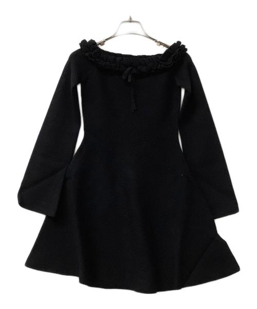 darich（ダーリッチ）darich (ダーリッチ) オフショルダーフリルニットミニワンピース ブラック サイズ:Free 未使用品の古着・服飾アイテム