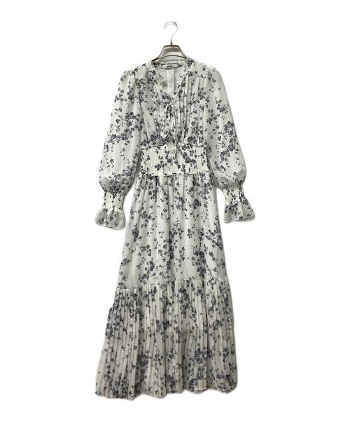 Snidel（スナイデル）Snidel (スナイデル) プリーツプリントワンピース ホワイトの古着・服飾アイテム
