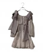 Snidelスナイデル）の古着「ウエストシャーリングリボンブラウス」｜パープル