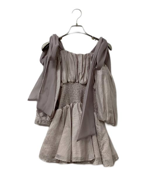 Snidel（スナイデル）Snidel (スナイデル) ウエストシャーリングリボンブラウス パープル サイズ:ONE SIZEの古着・服飾アイテム