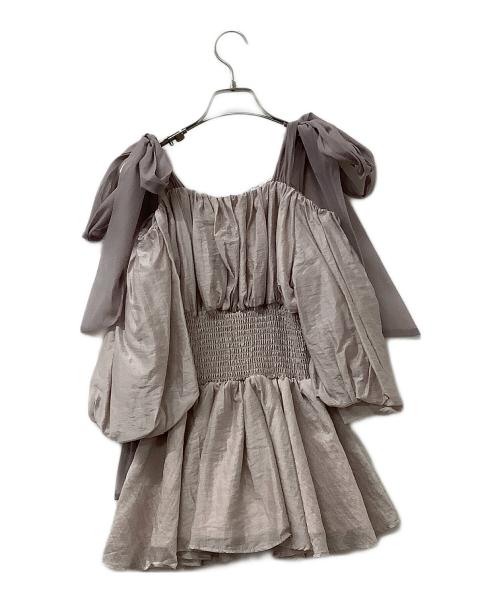 Snidel（スナイデル）Snidel (スナイデル) ウエストシャーリングリボンブラウス パープル サイズ:ONE SIZEの古着・服飾アイテム