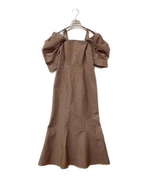 Snidel（スナイデル）Snidel (スナイデル) オフショルキャミマーメイドワンピース ブラウンの古着・服飾アイテム