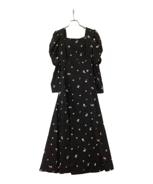 Apuweiser-riche（アプワイザーリッシェ）Apuweiser-riche (アプワイザーリッシェ) ワンピース パフ袖 花柄刺繍ワンピース ブラック サイズ:2の古着・服飾アイテム