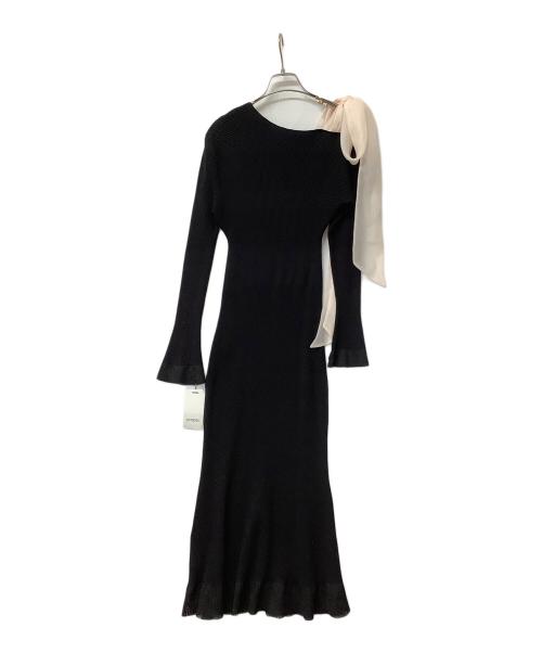 Snidel（スナイデル）Snidel (スナイデル) ワンピース ショルダーリボンアシンメニットワンピース ブラック サイズ:Fの古着・服飾アイテム