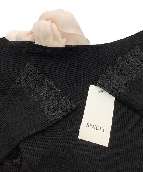 Snidel（スナイデル）Snidel (スナイデル) ワンピース ショルダーリボンアシンメニットワンピース ブラック サイズ:Fの古着・服飾アイテム