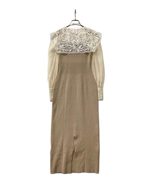 eimy istoire（エイミーイストワール）eimy istoire (エイミーイストワール) ワンピース レースカラーコンビニットピース カーキ×ベージュ×ホワイト サイズ:Fの古着・服飾アイテム