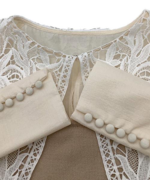 eimy istoire（エイミーイストワール）eimy istoire (エイミーイストワール) ワンピース レースカラーコンビニットピース カーキ×ベージュ×ホワイト サイズ:Fの古着・服飾アイテム