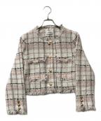 Snidelスナイデル）の古着「ツイードジャケット」｜ホワイト×ピンク